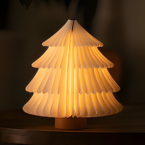 Árbol de Navidad luminoso con luces LED cálidas para decoración de interiores.