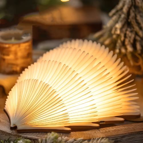 Árbol de Navidad luminoso con luces LED cálidas para decoración de interiores.