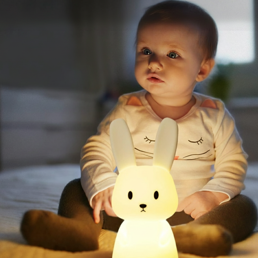 Luz nocturna de conejo de silicona segura para bebés