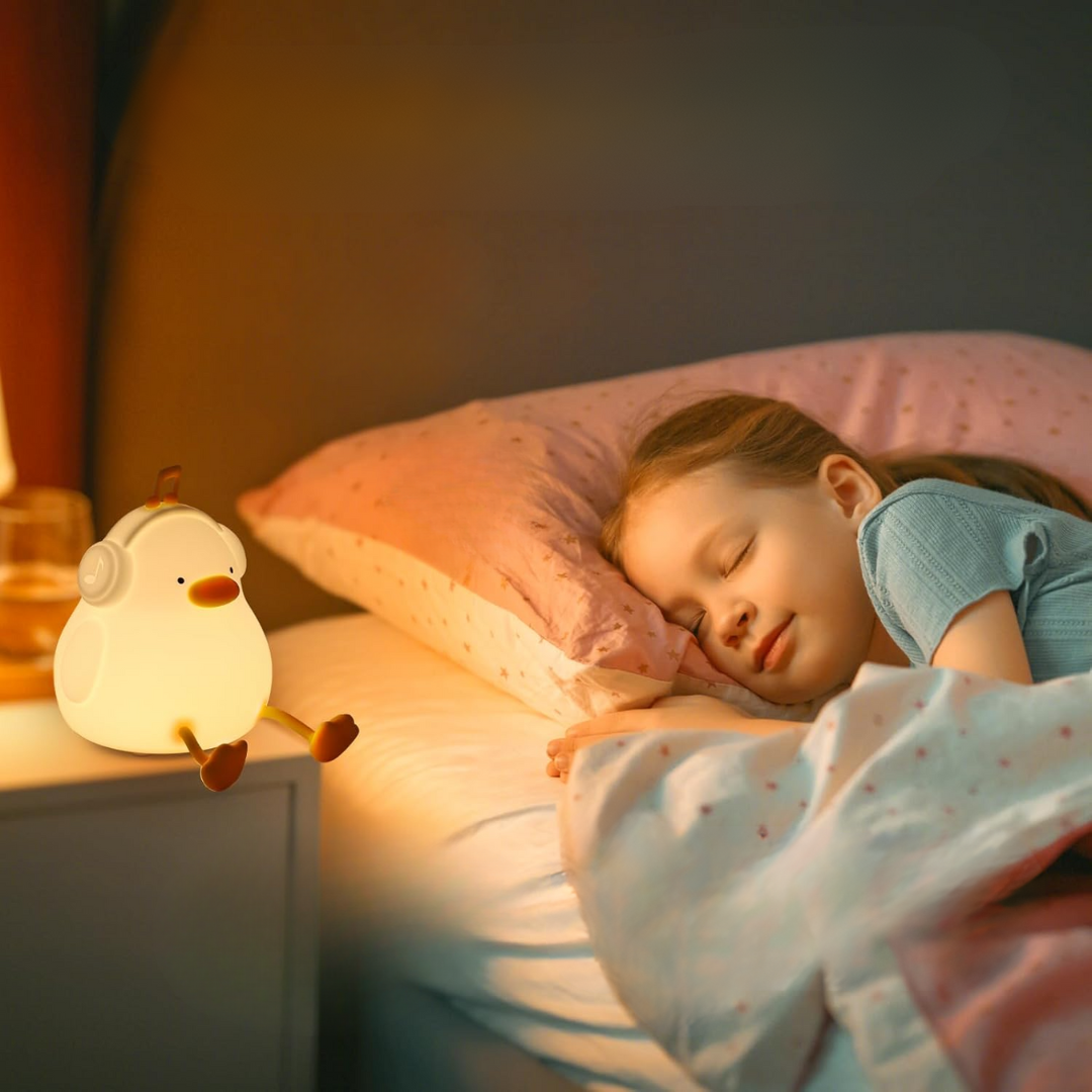Luz nocturna LED infantil con forma de pato de silicona suave sin BPA