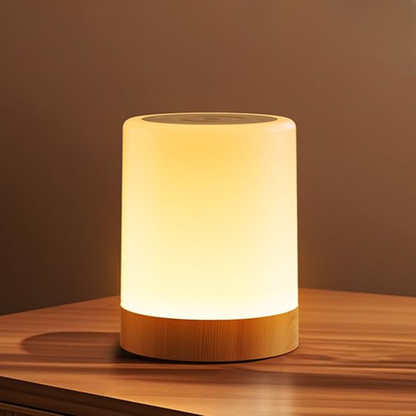 Lámpara de mesita de noche con luz led regulable hasta tres intensidades. Lámpara portatil perfecta para el descanso y para decorar cualquier espacio del hogar. 