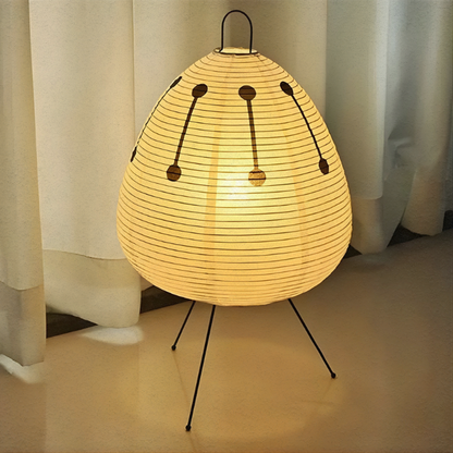 Lámpara japonesa de papel de arroz estilo Akari Wabi-Sabi con luz LED cálida