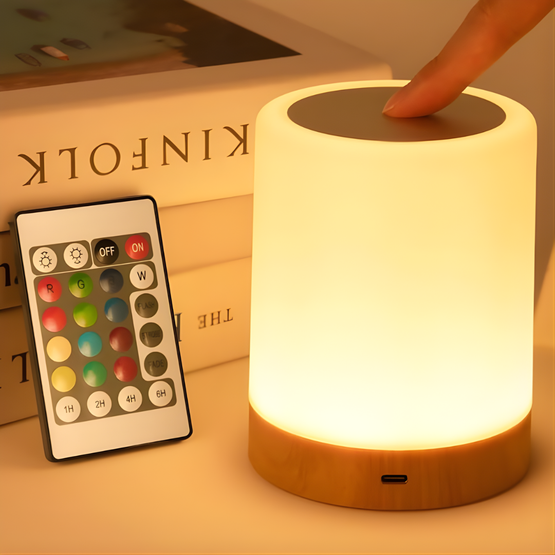 lámpara de mesita de noche LED con luz cálida regulable