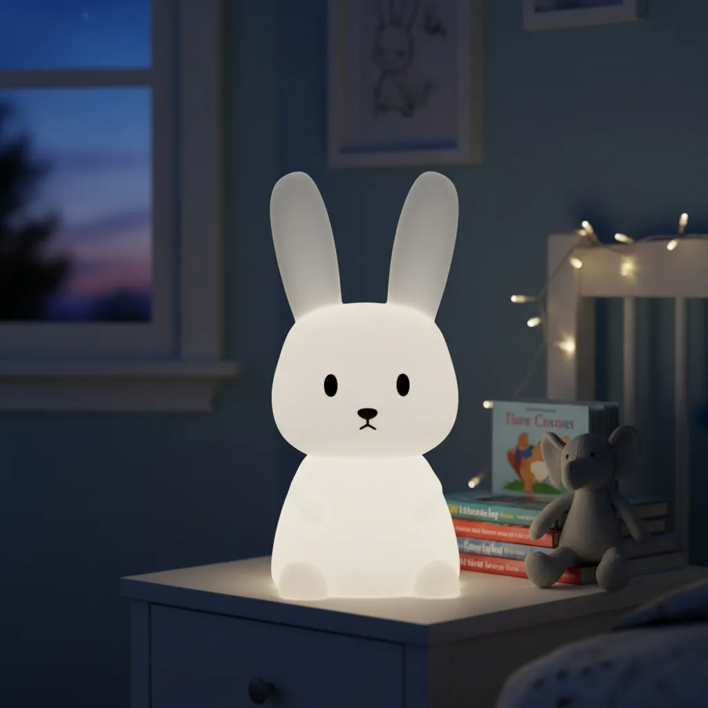 Conejo luminosa acompañando el descanso de un niño
