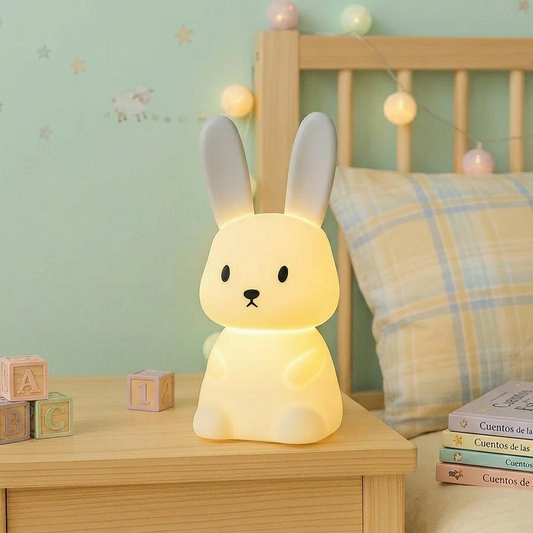 Lámpara conejo luminosa infantil con luz cálida en habitación de niño