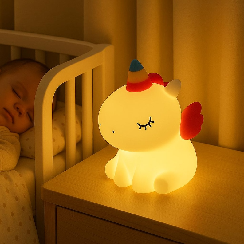 Lámpara LED unicornio recargable ideal para bebés y niños pequeños