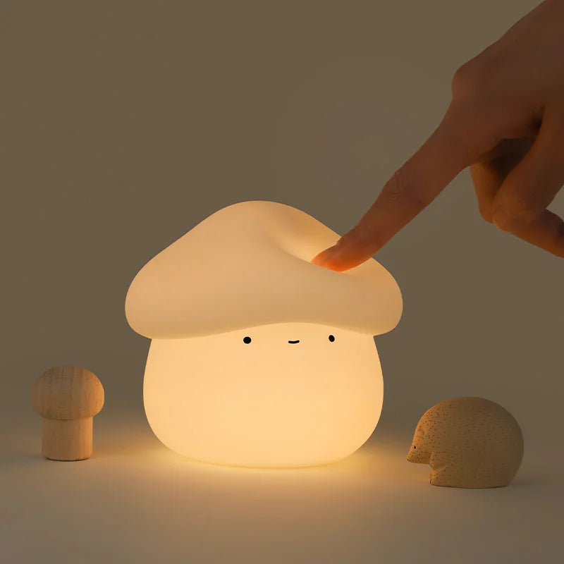 Lámpara de noche para niños en forma de seta con iluminación cálida