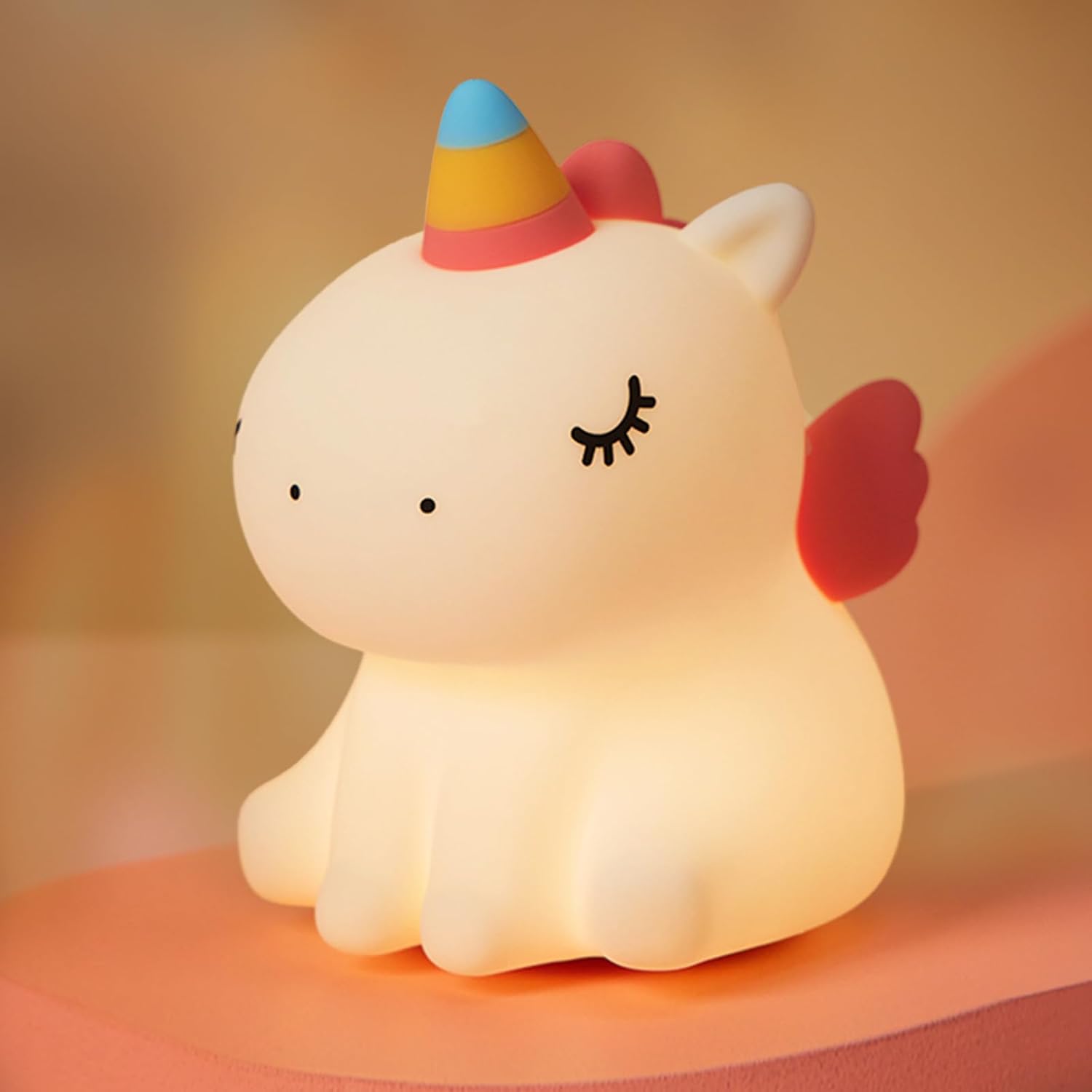 Lámpara nocturna de silicona con diseño de unicornio y luz suave para bebés