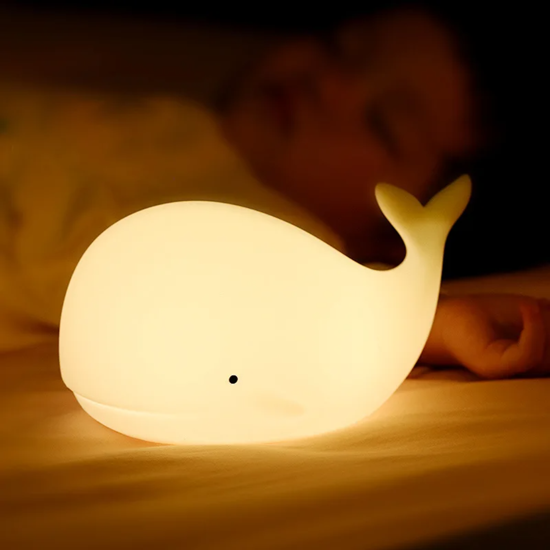 Ballena luminosa para niños fabricada en silicona segura