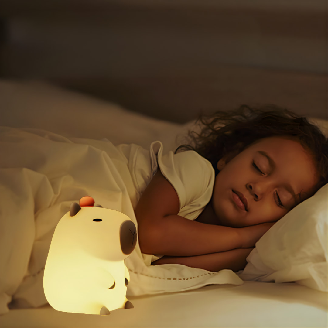 Lámpara LED nocturna para niños con diseño de capibara y luz relajante