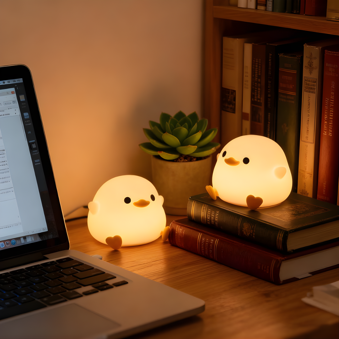 Lámpara infantil en forma de pato con luz LED cálida y suave