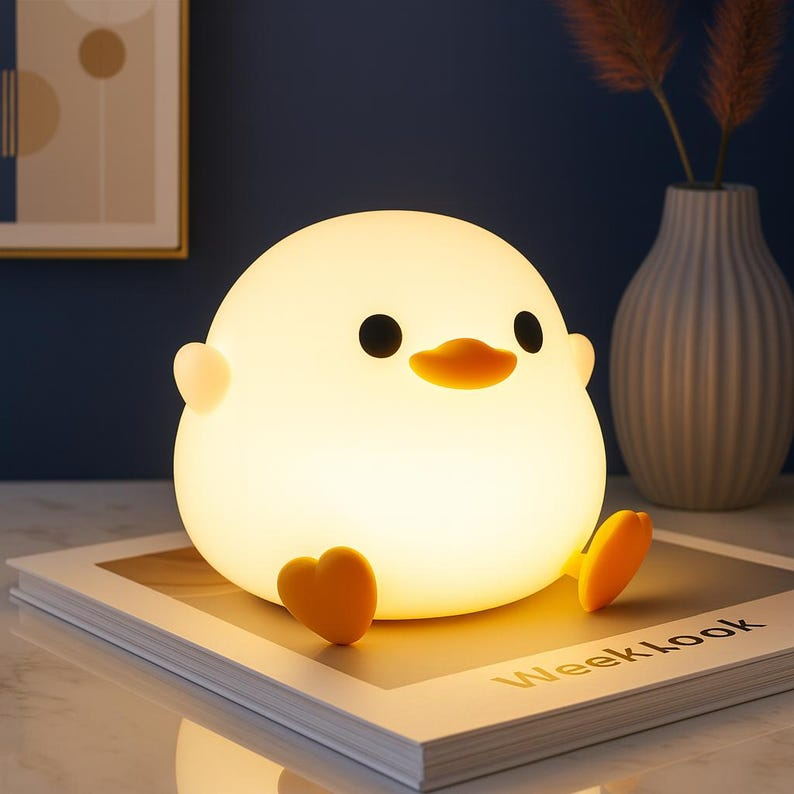Pato Luminoso de silicona segura para acompañar a los niños por la noche