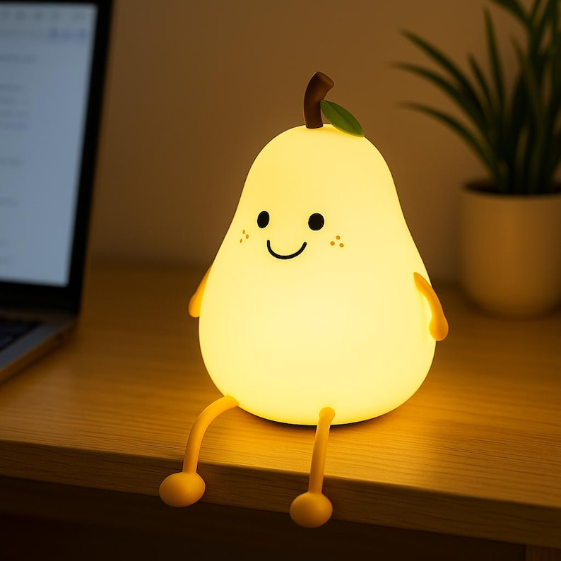 Lámpara infantil en forma de pera con luz LED cálida y suave