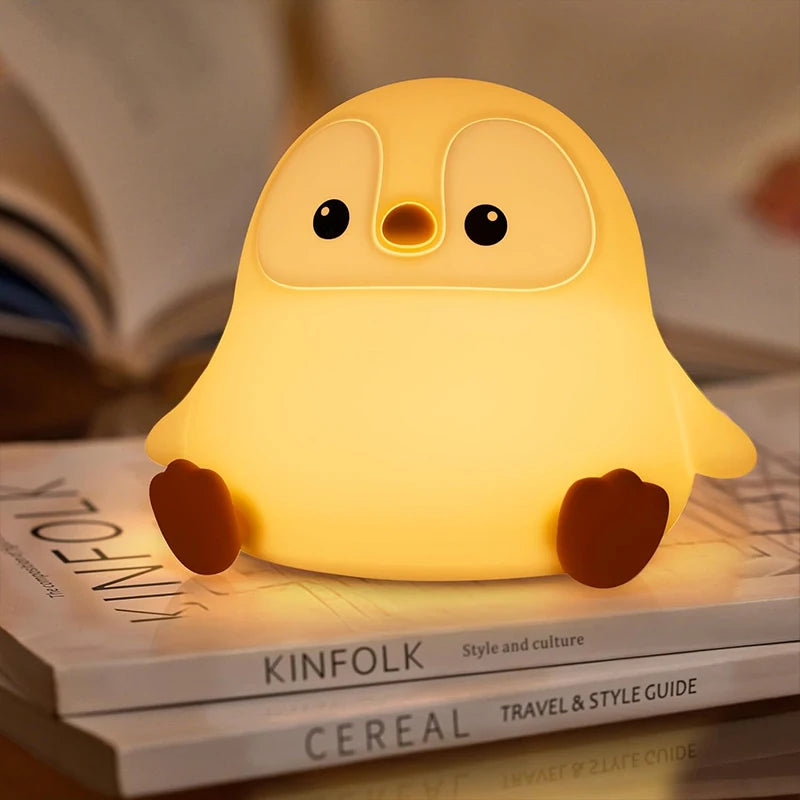 Pingüino Luminoso de silicona segura para acompañar a los niños por la noche