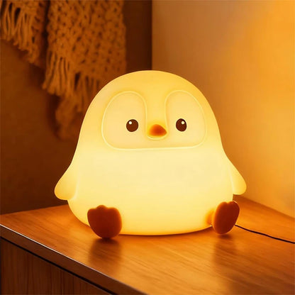 Lámpara de silicona libre de BPA en forma de pingüino para bebés y niños
