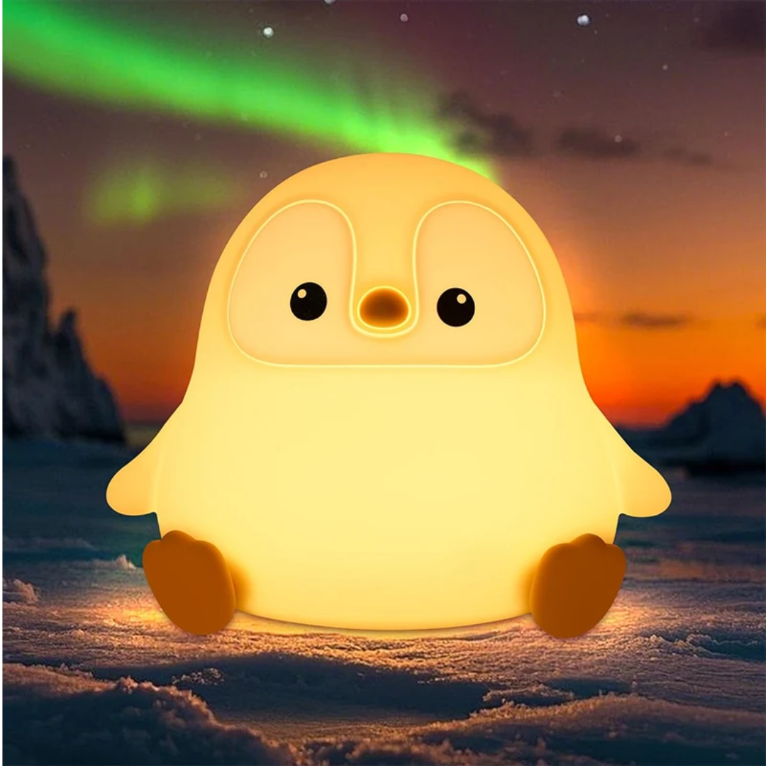 Pingüino luminoso portátil y recargable para habitaciones infantiles